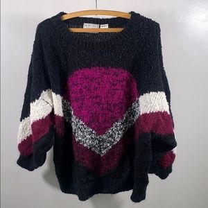 VINTAGE 80s geometric sweater in black & purple